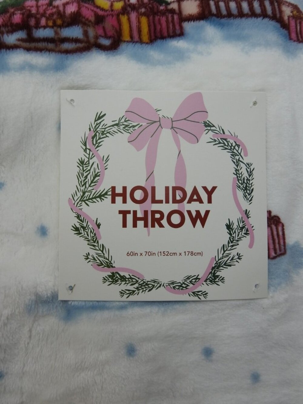 London Christmas Holiday Throw Blanket 60x70 Pink Big Ben London Eye Tree New - Picture 2 of 3